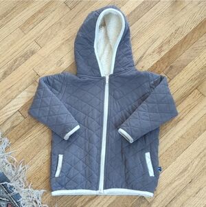 Kickee Pants Gray Quilted Zip-Up Jacket, 4T